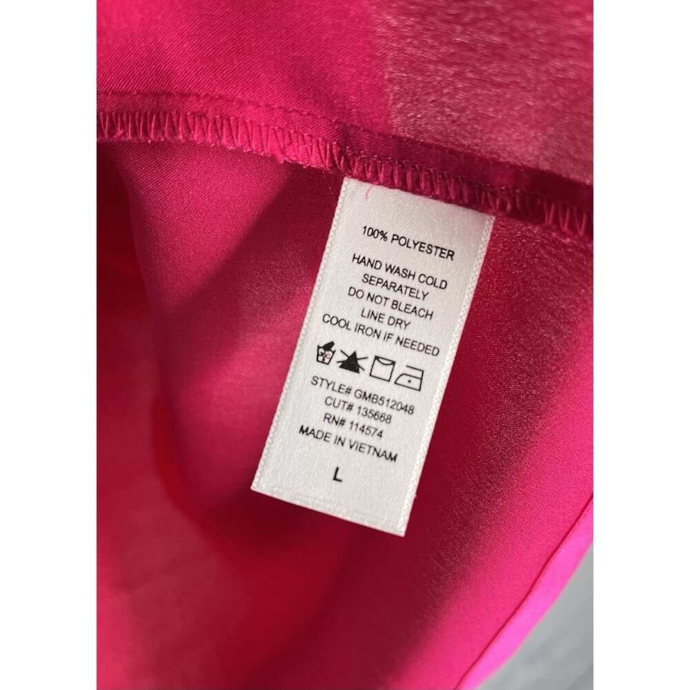 Silky Fuchsia Short-Sleeve Button Front Top - Picture 4 of 5